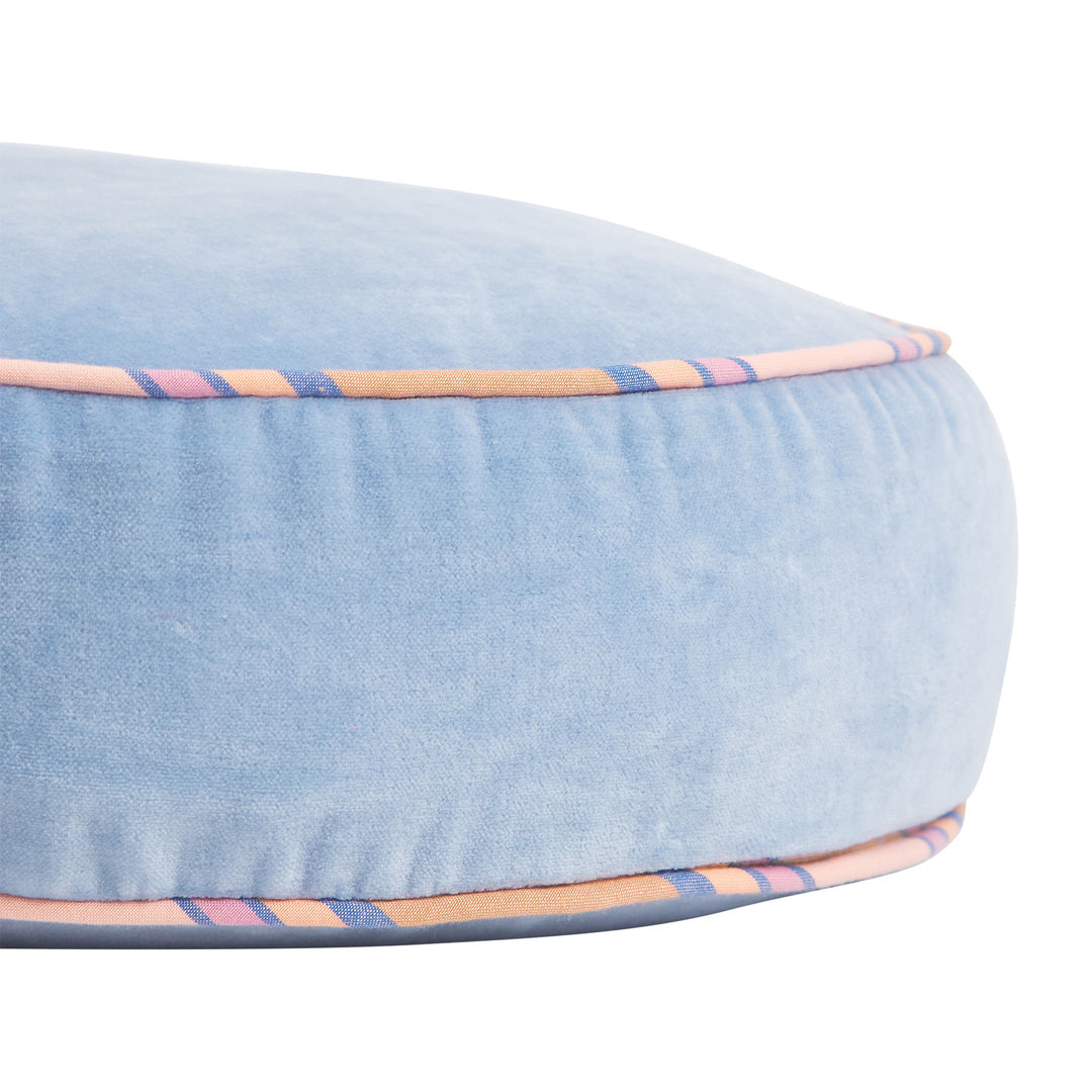 Castillo Round Velvet Cushion Blue Jean