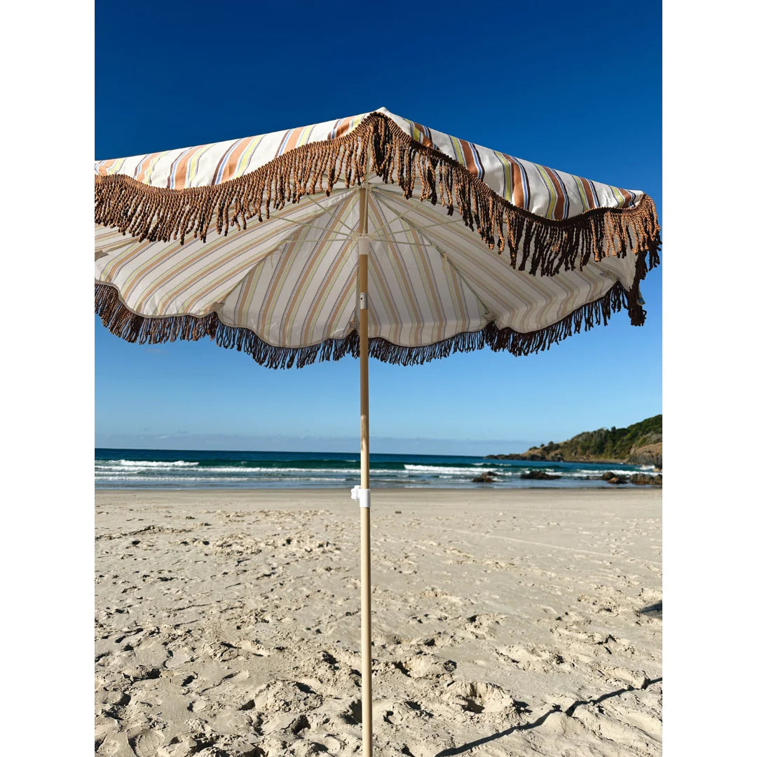 Salty Shadows Vintage Stripe Beach Umbrella