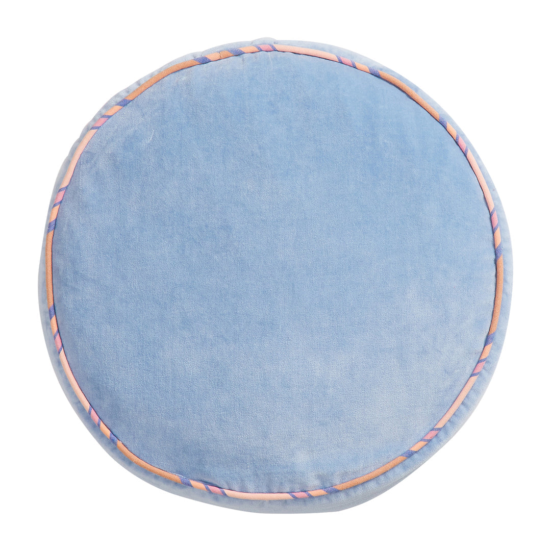 Castillo Round Velvet Cushion Blue Jean