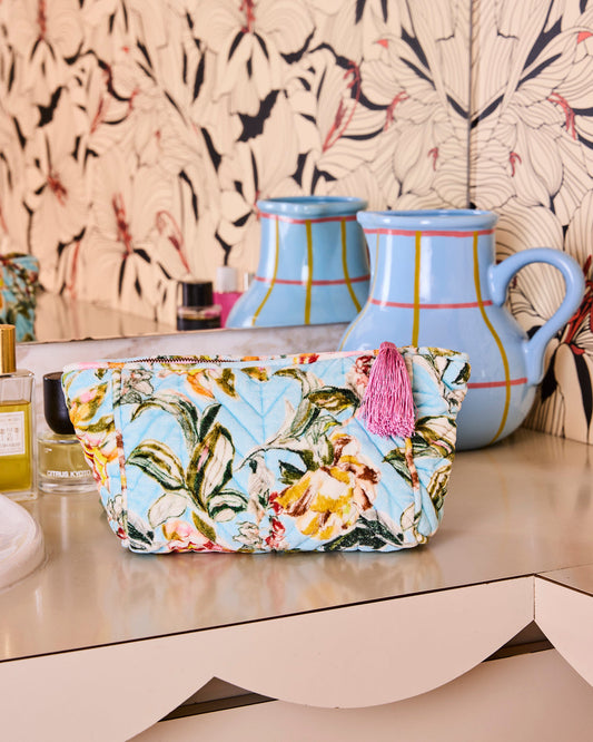 SOMERSET BLUE VELVET TOILETRY BAG