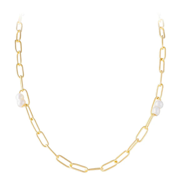 Fairley Pearl Puff Link Necklce