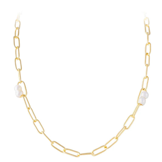 Fairley Pearl Puff Link Necklce