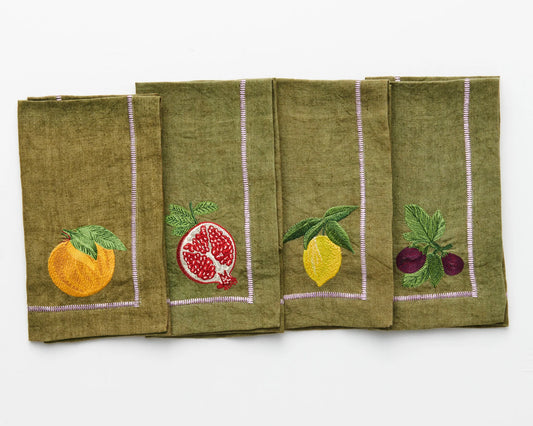 Autumn Fruits Linen Napkin 4P