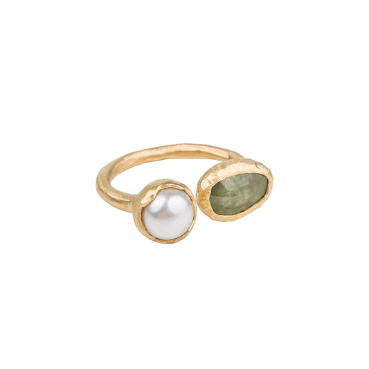 Fairley Pearl & Green Sapphire Ring